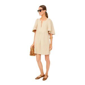 Tuckernuck Pomander Place Finley Flutter Sleeve Mini Dress Boho Beige Tan - XS